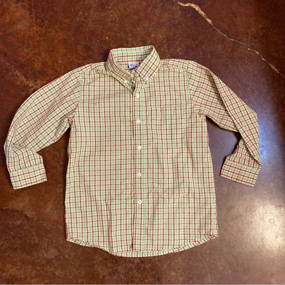 Boys Orient Express Christmas Plaid Button Front Shirt